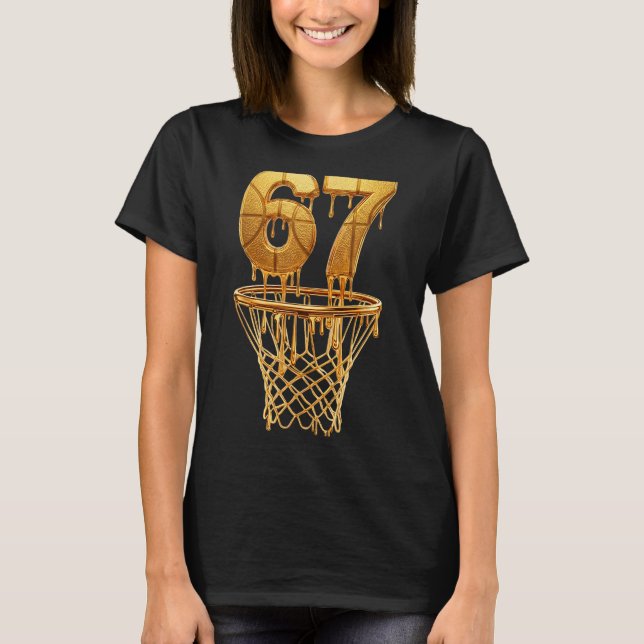 Camiseta 67 Gold Drip Basketball 6 7 Six Seven Meme Gen Alp (Frente)