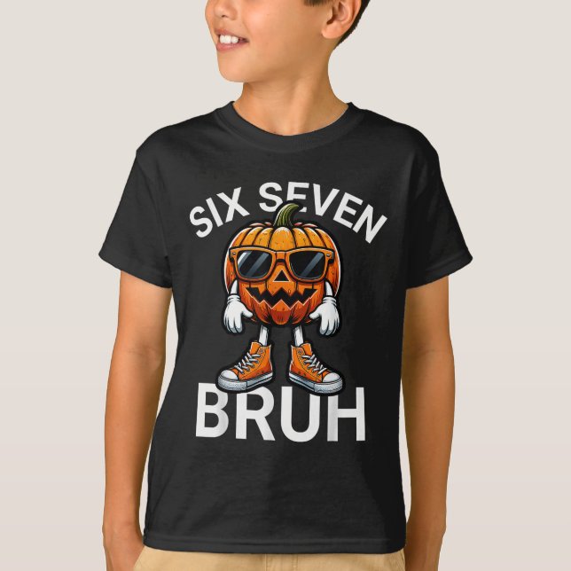 Camiseta 67 Halloween Engraçado Seis Sete Meme Brainrot Abó (Frente)