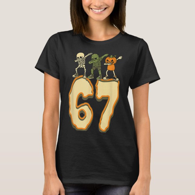 Camiseta 67 Halloween Meme 6 7 Numbers Six Seven Funny Kids (Frente)