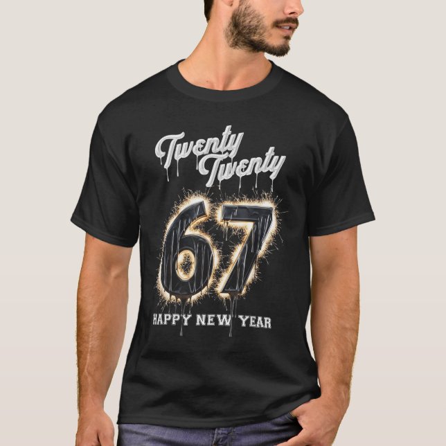 Camiseta 67 Happy New Year's Eve Six Seven Funny 2026 Brain (Frente)