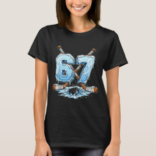 Camiseta 67 Hockey Gotejamento Número Estilo de Meme Engraç