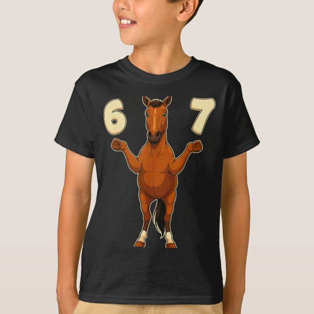 Camiseta 67 Horse Funny Gen Alpha Slang Kids Teens Number T (Frente)