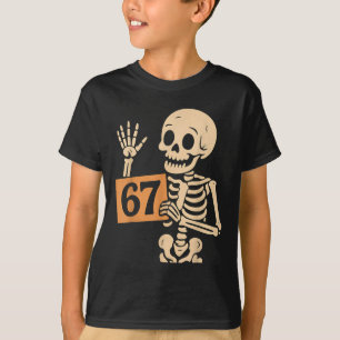 Camiseta 67 Humor de Meme 6-7 Esqueleto Engraçado Seis Sete