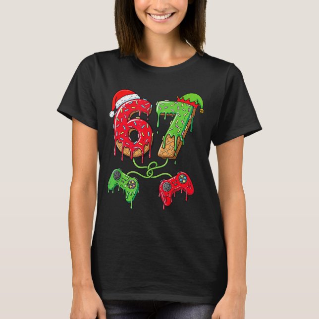 Camiseta 67 Ice Cream Drip Gamer Six Seven Meme Christmas K (Frente)