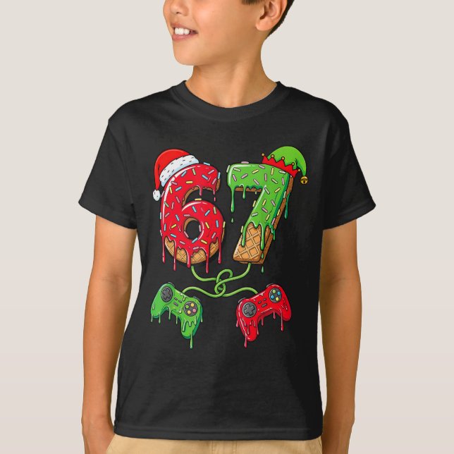 Camiseta 67 Ice Cream Drip Gamer Six Seven Meme Christmas K (Frente)