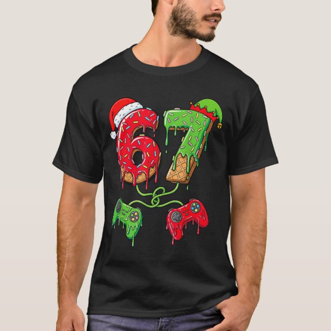 Camiseta 67 Ice Cream Drip Gamer Six Seven Meme Christmas K (Frente)