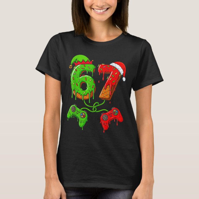 Camiseta 67 Ice Cream Drip Meme Gamer Six Seven Christmas B (Frente)