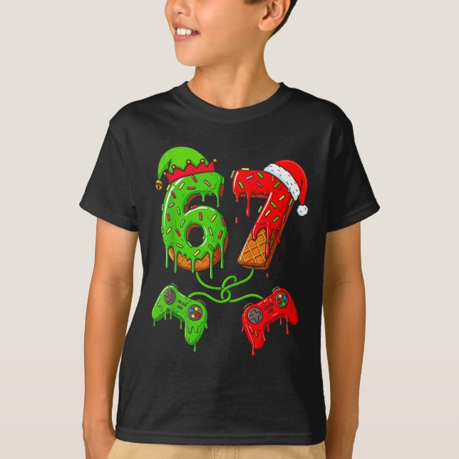 Camiseta 67 Ice Cream Drip Meme Gamer Six Seven Christmas B (Frente)