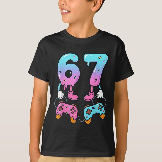 Camiseta 67 Ice Cream Drip Meme Gamer Six Seven Gen Alpha  (Frente)