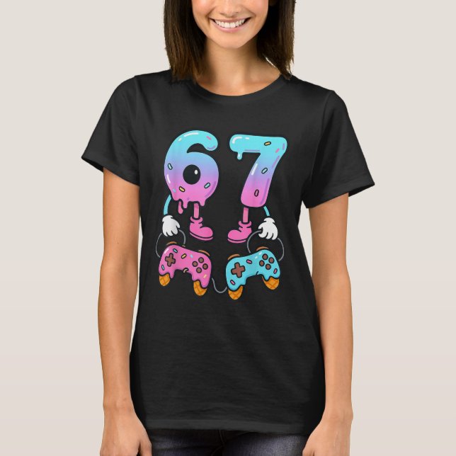 Camiseta 67 Ice Cream Drip Meme Gamer Six Seven Gen Alpha  (Frente)