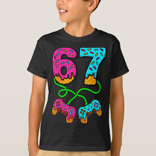Camiseta 67 Ice Cream Drip Meme Gamer Six Seven Gen Alpha S (Frente)