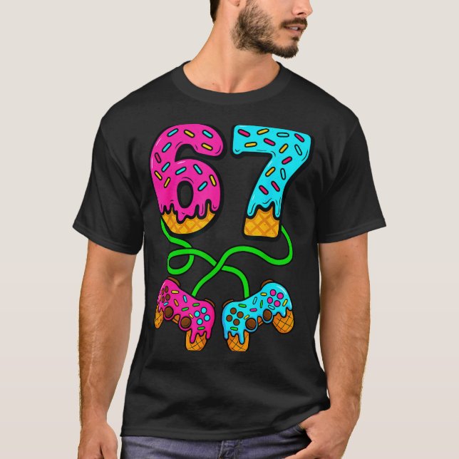 Camiseta 67 Ice Cream Drip Meme Gamer Six Seven Gen Alpha S (Frente)