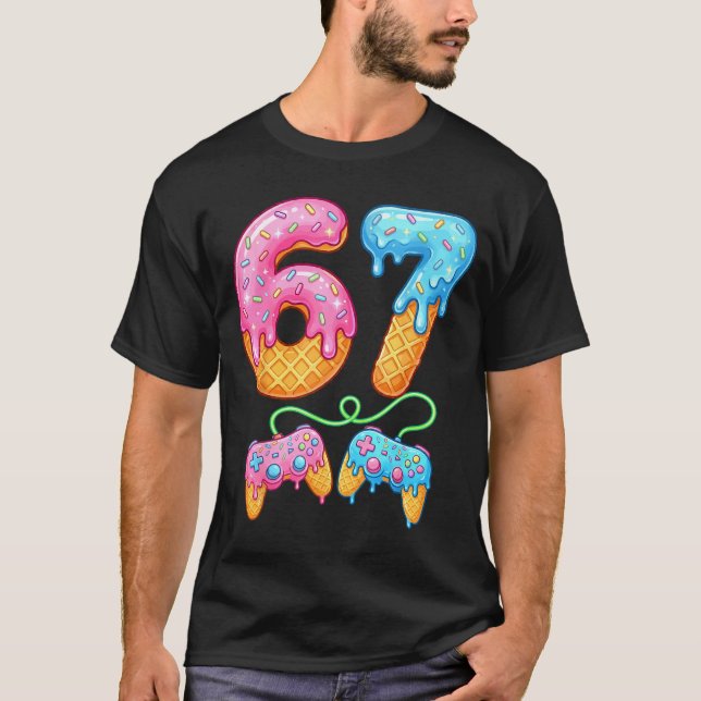 Camiseta 67 Ice Cream Drip Meme Gamer Six Seven Gen Alpha S (Frente)