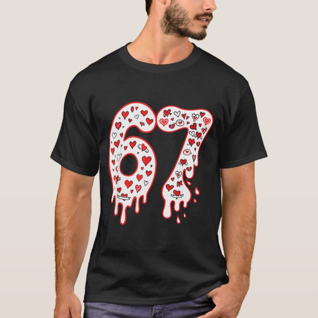 Camiseta 67 Ice Cream Drip Meme Six Seven Gen Alpha Valenti (Frente)