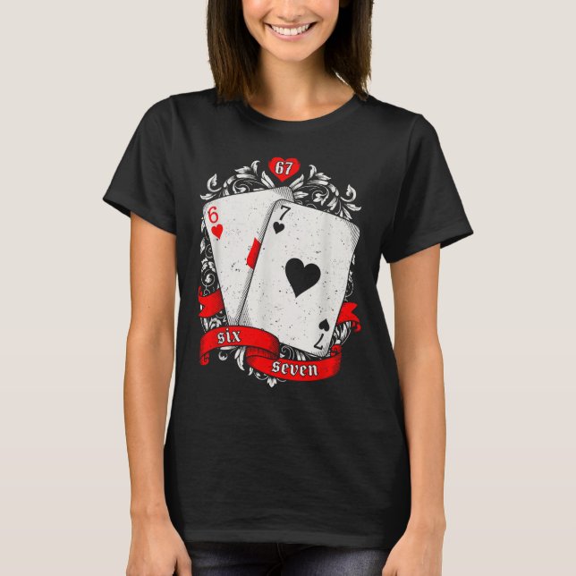 Camiseta 67 Ker Meme Card Art Lucky Hand Retro Aesthetic De (Frente)
