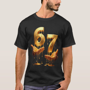 Camiseta 67 Mãos Six Seven 6 7 Ouro Gotejamento Adolescente