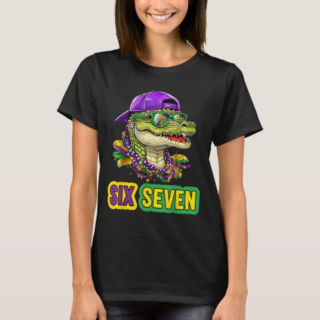 Camiseta 67 Mardigator Alligator Mardi Gras Six Seven Funny (Frente)