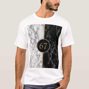 Camiseta 67 Mármore Preto e Branco Personalizada
