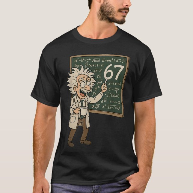 Camiseta 67 Math Meme Funny Professor Genius Chalkboard  (Frente)