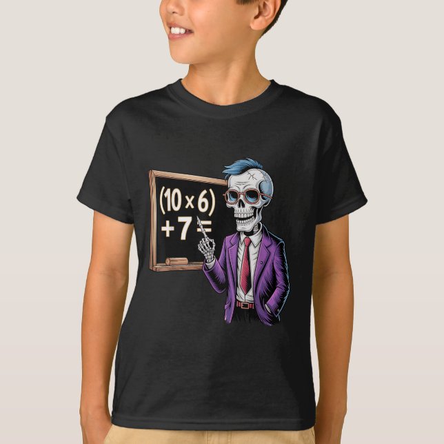 Camiseta 67 Math Teacher Meme Brainrot Six Seven Halloween  (Frente)