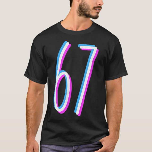 Camiseta 67 Meme 6 7 Fantasia de Número Seis Sete  (Frente)