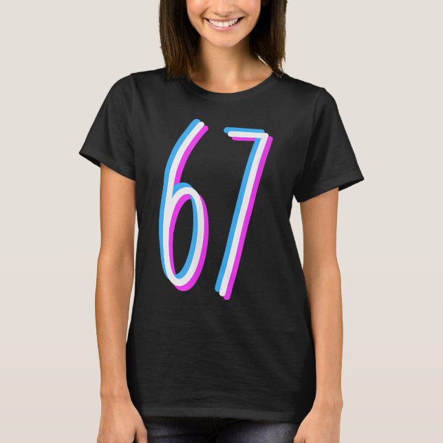 Camiseta 67 Meme 6 7 Seis Sete Número Fantasia  (Frente)