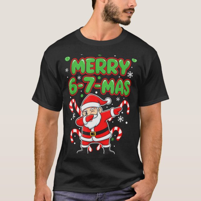 Camiseta 67 Meme Alpha Gen Slang Merry 6-7-mas Santa Christ (Frente)