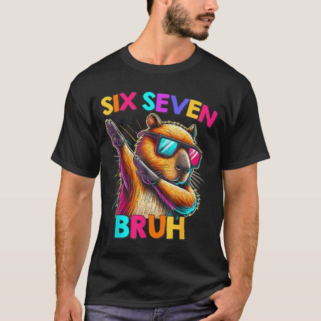 Camiseta 67 Meme Capybara Six Seven Bruh Capybara Kids Boys (Frente)