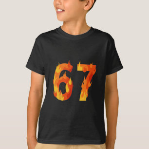 Camiseta 67 Meme Chamas Divertido Six Seven Gíria Gen Alpha