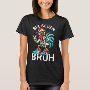 Camiseta 67 Meme de Halloween 6 7 Esqueleto de Frango Seis