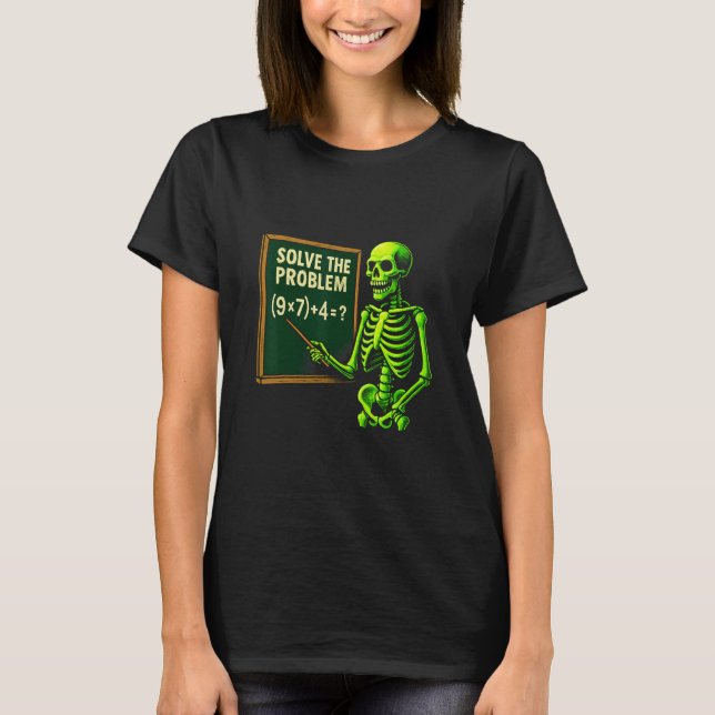Camiseta 67 Meme de Halloween de Matemática de Esqueleto pa (Frente)