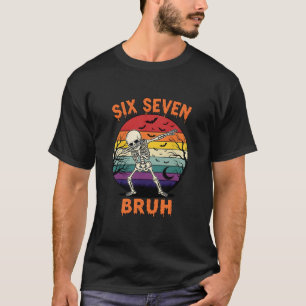 Camiseta 67 Meme de Halloween Números de Esqueleto Seis Set