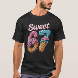 Camiseta 67 Meme de Sorvete Drip Engraçado Six Seven Geraçã