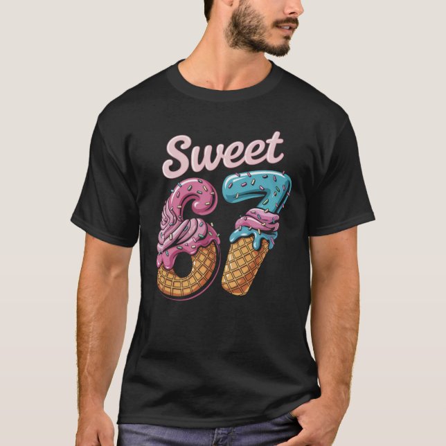 Camiseta 67 Meme de Sorvete Drip Engraçado Six Seven Geraçã (Frente)