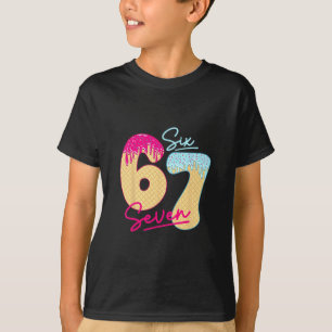Camiseta 67 Meme de Sorvete Drip Engraçado Six Seven Geraçã