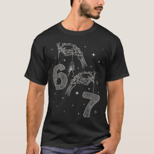 Camiseta 67 Meme Esqueleto Mão Divertido Halloween Seis Set