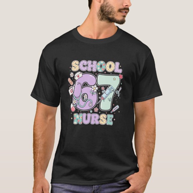 Camiseta 67 Meme Funny School Nurse Six Seven Meme Boys Gir (Frente)