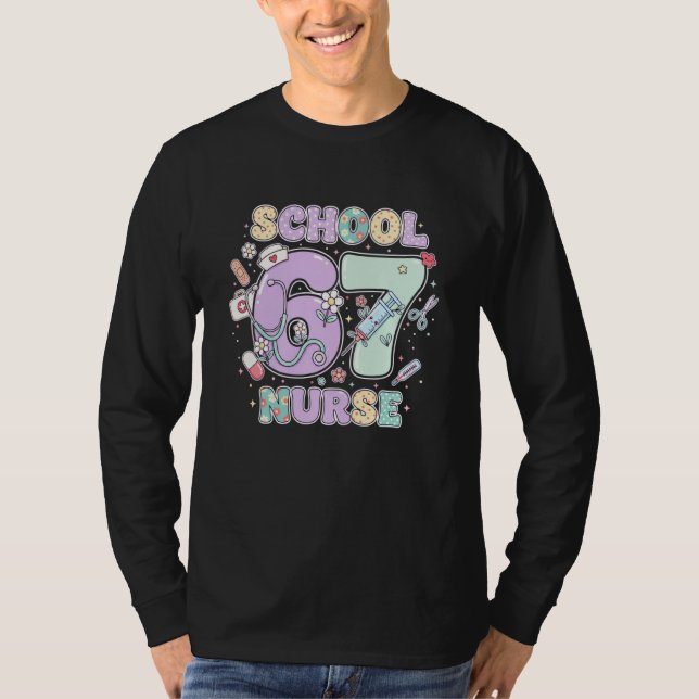 Camiseta 67 Meme Funny School Nurse Six Seven Meme Boys Gir (Frente)