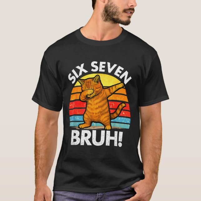 Camiseta 67 Meme Gato Dabbing Seis Sete 6 7  (Frente)