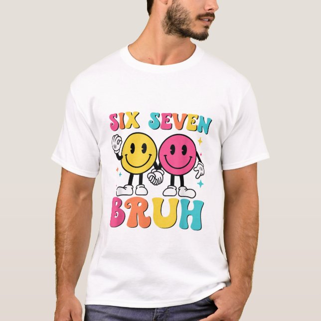 Camiseta 67 Meme Geração Alpha Gíria 6 7 Seis Sete Bruh Eng (Frente)
