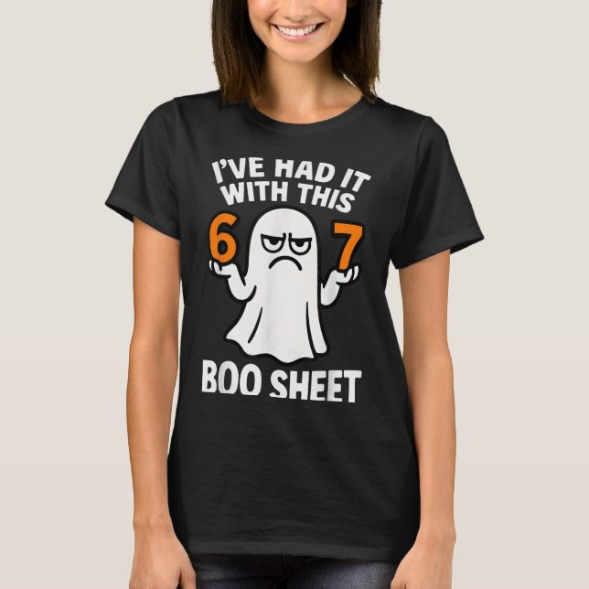 Camiseta 67 Meme Halloween Costume 6 7 Funny Boo Sheet Six  (Frente)