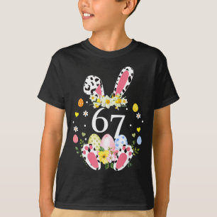 Camiseta 67 meme seis sete 6 7 coelho leopardo crianças eng