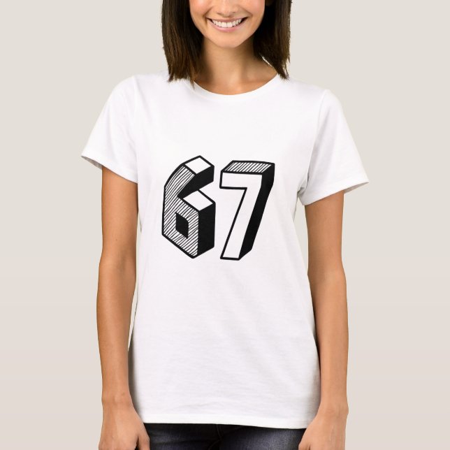 Camiseta 67 Meme Seis Sete 6-7 Piada Divertida da Internet  (Frente)