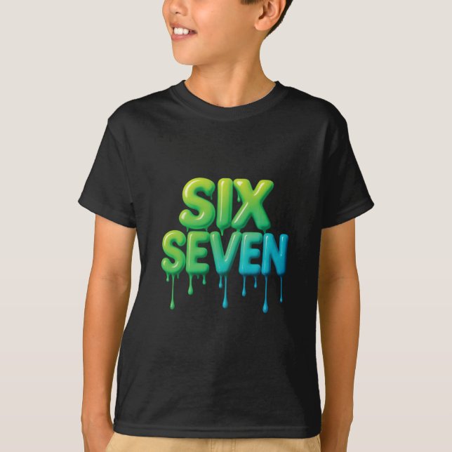 Camiseta 67 Meme Seis Sete 6-7 Piada Viral da Internet Engr (Frente)