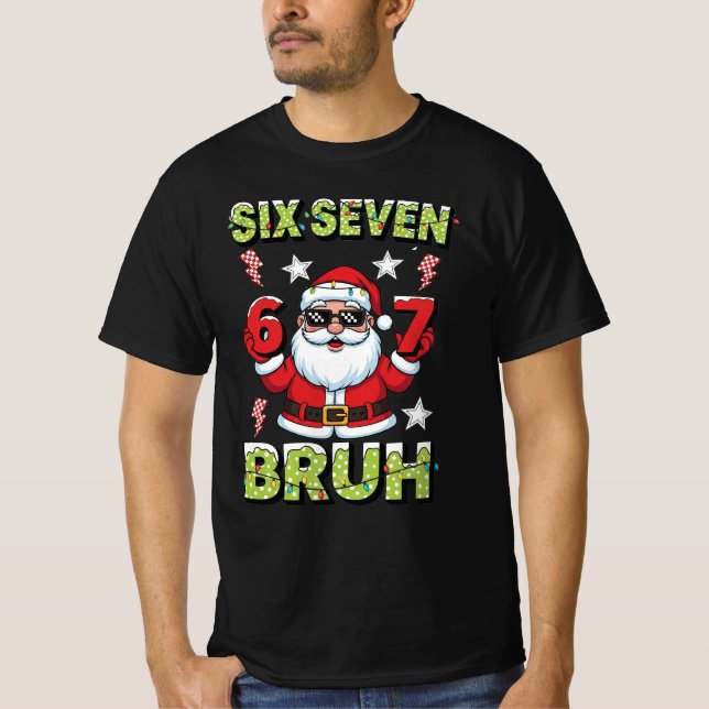 Camiseta 67 Meme Six Seven Bruh Dabbing Santa Funny Xmas (Frente)