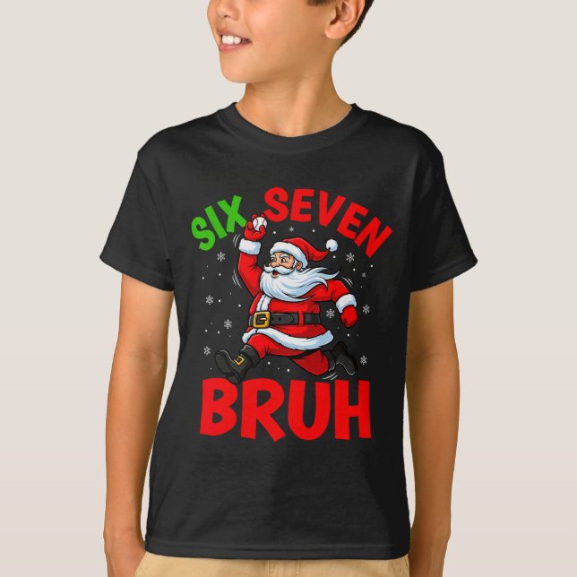 Camiseta 67 Meme Six Seven Bruh Santa Baseball Funny Christ (Frente)