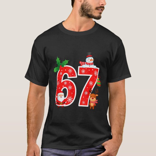 Camiseta 67 Meme Six Seven Christmas Pajamas For Women Men  (Frente)