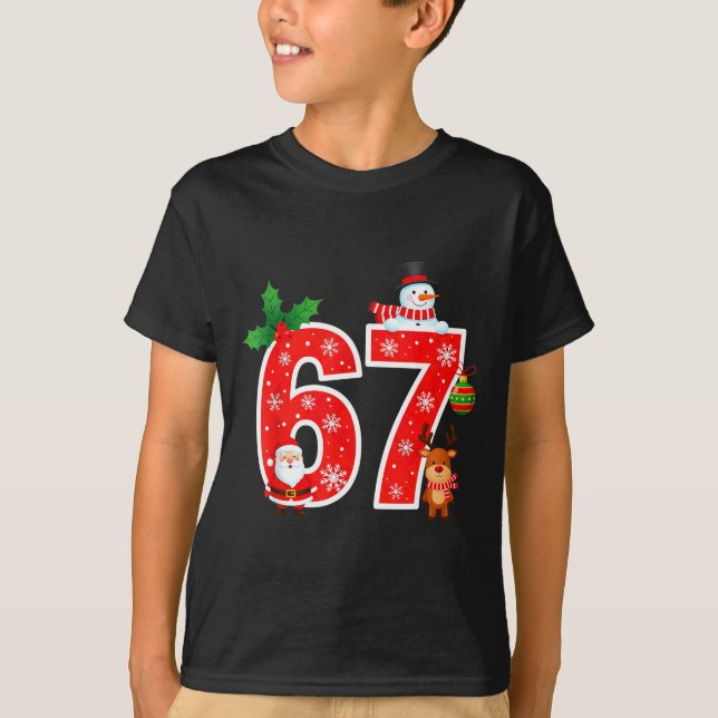 Camiseta 67 Meme Six Seven Christmas Pajamas For Women Men  (Frente)