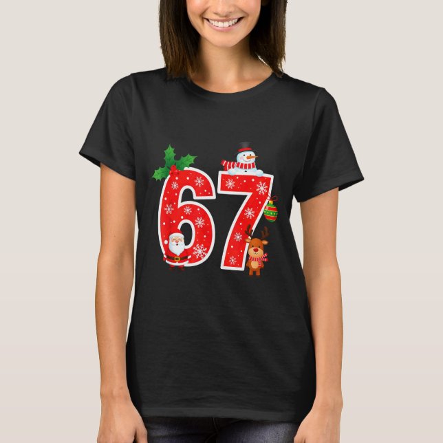 Camiseta 67 Meme Six Seven Christmas Pajamas For Women Men  (Frente)