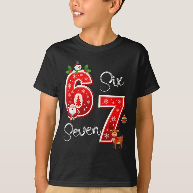 Camiseta 67 Meme Six Seven Christmas Pajamas For Women Men  (Frente)